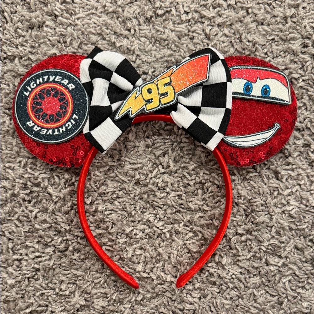 Red and Black Cars Themed Headband with Racing Design